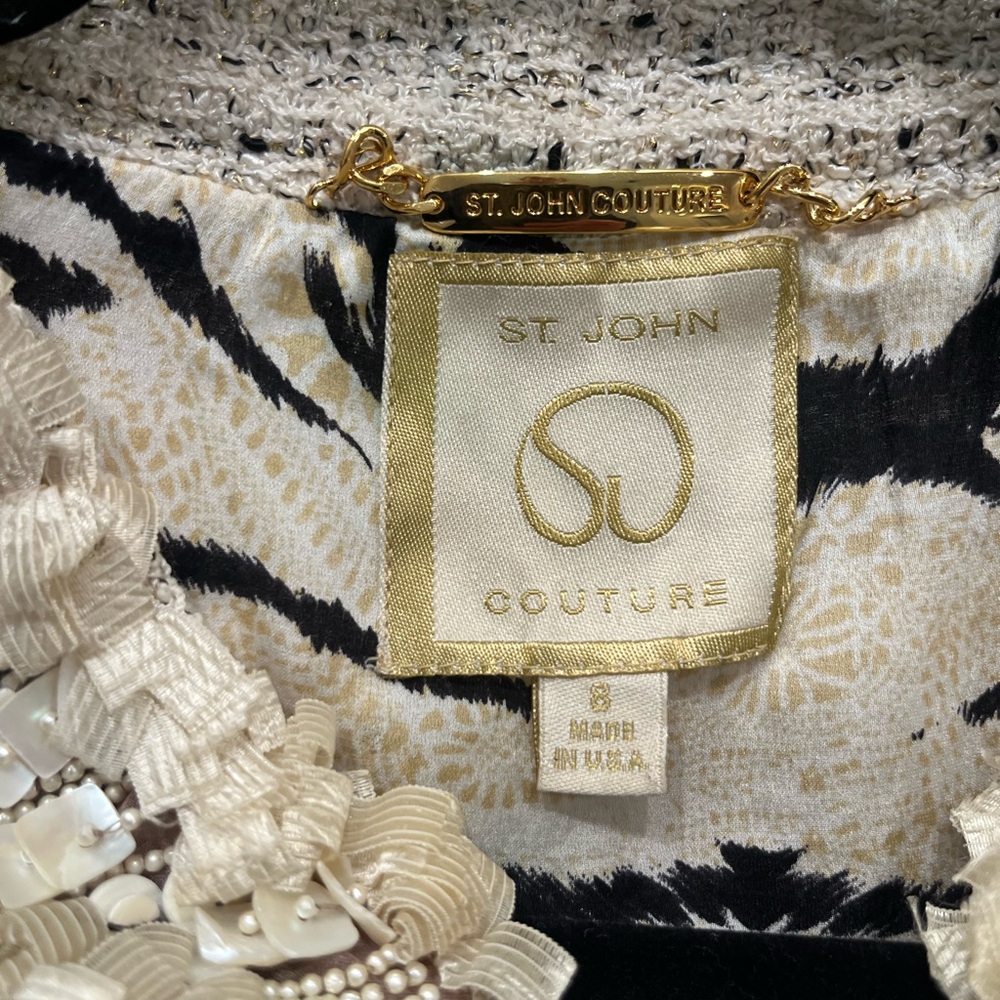 St John Couture Cream and Black Tweed Jacket - Picture 3 of 5